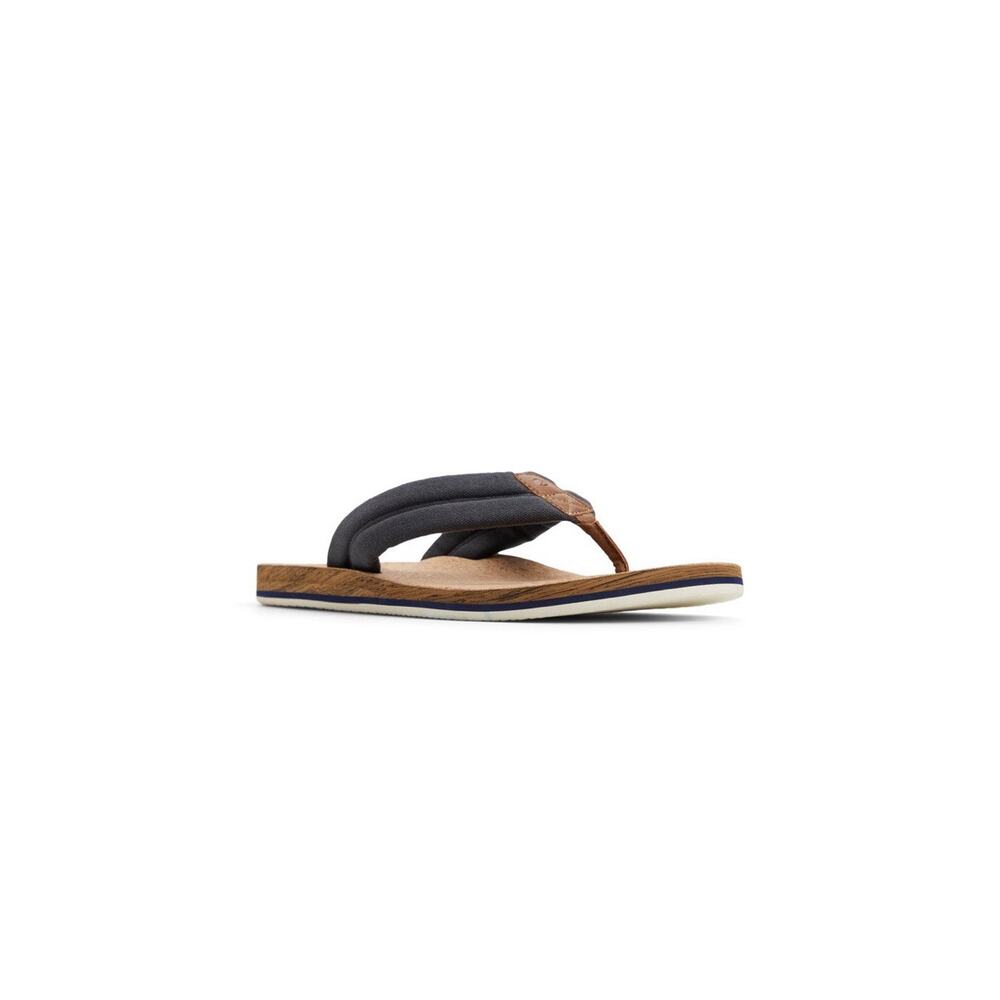 Men's Sperry Porto Leather Thong Sandals Black Noir Size 8 Brand New In Box